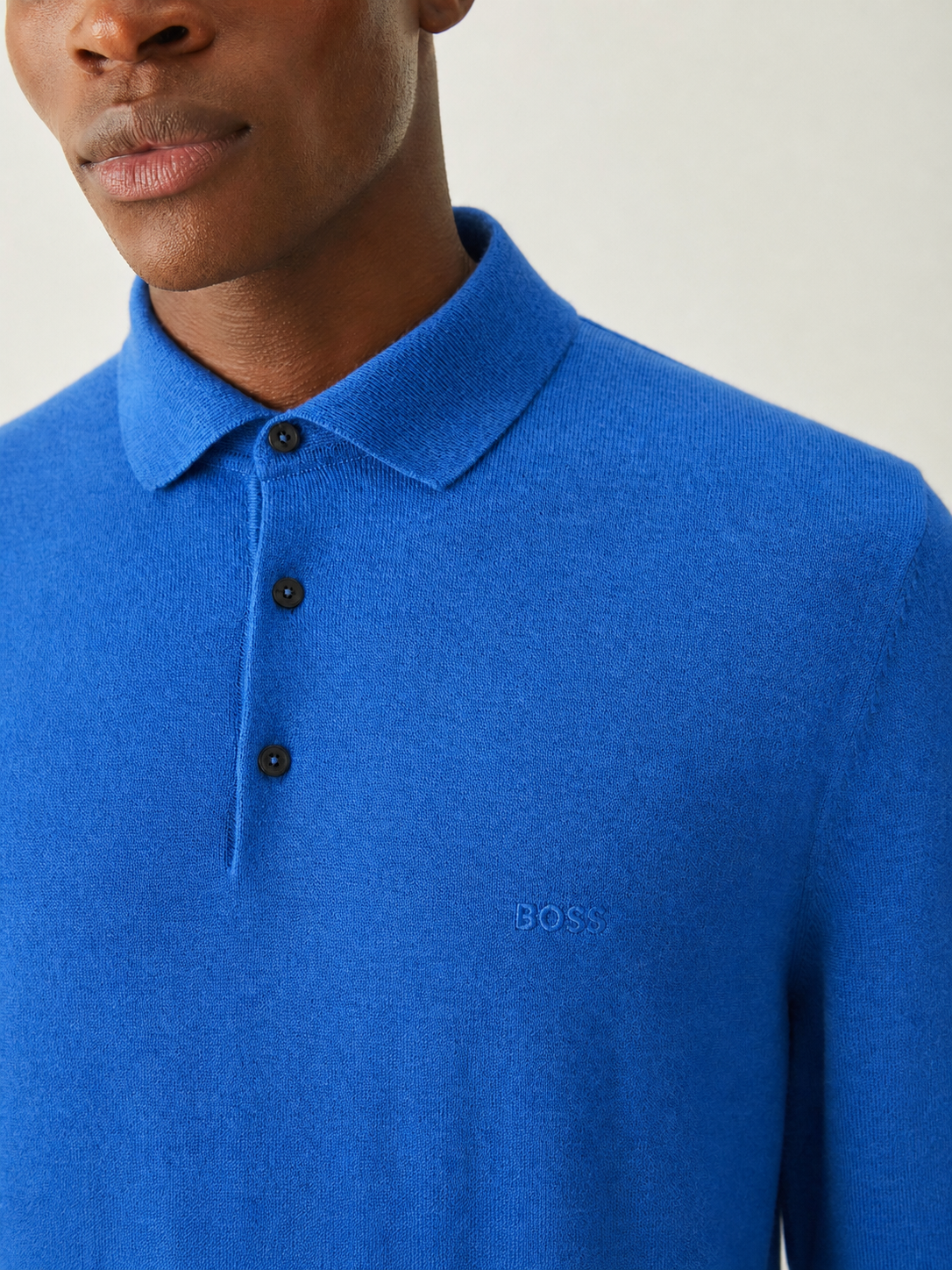 BOSS Blue Regular Fit Knitted Wool Polo Shirt