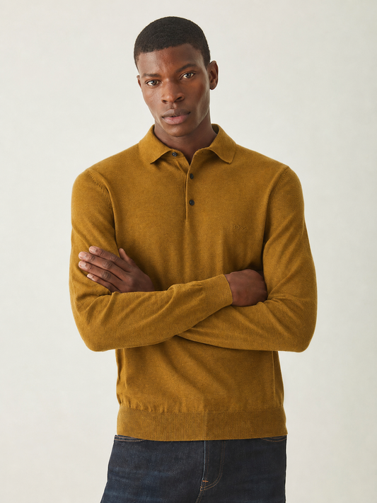 BOSS Regular Fit Knitted Wool Polo Shirt