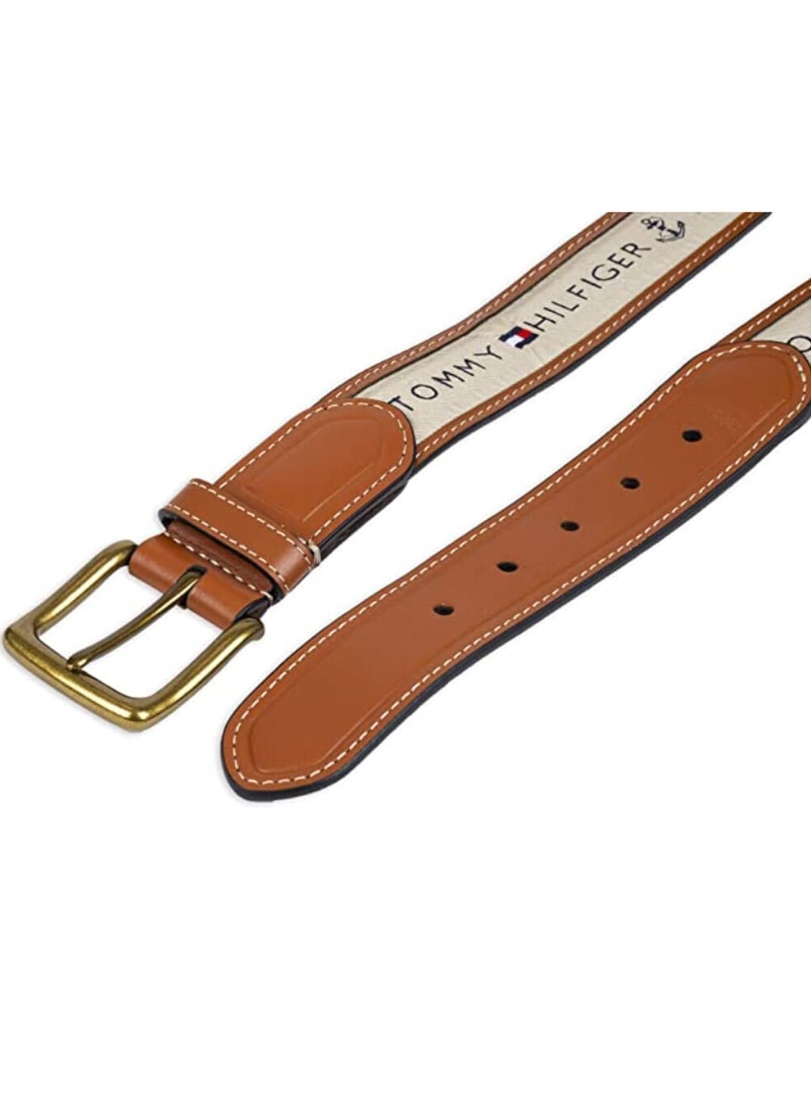 Tommy Hilfiger Men's Leather Ribbon Inlay Belt