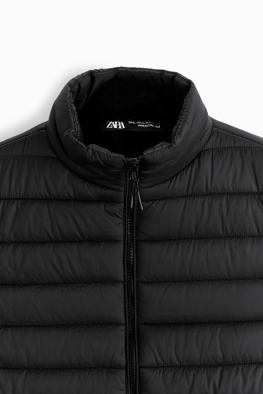 zara light puffer gilet black