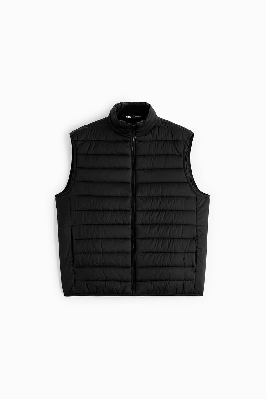 zara light puffer gilet black