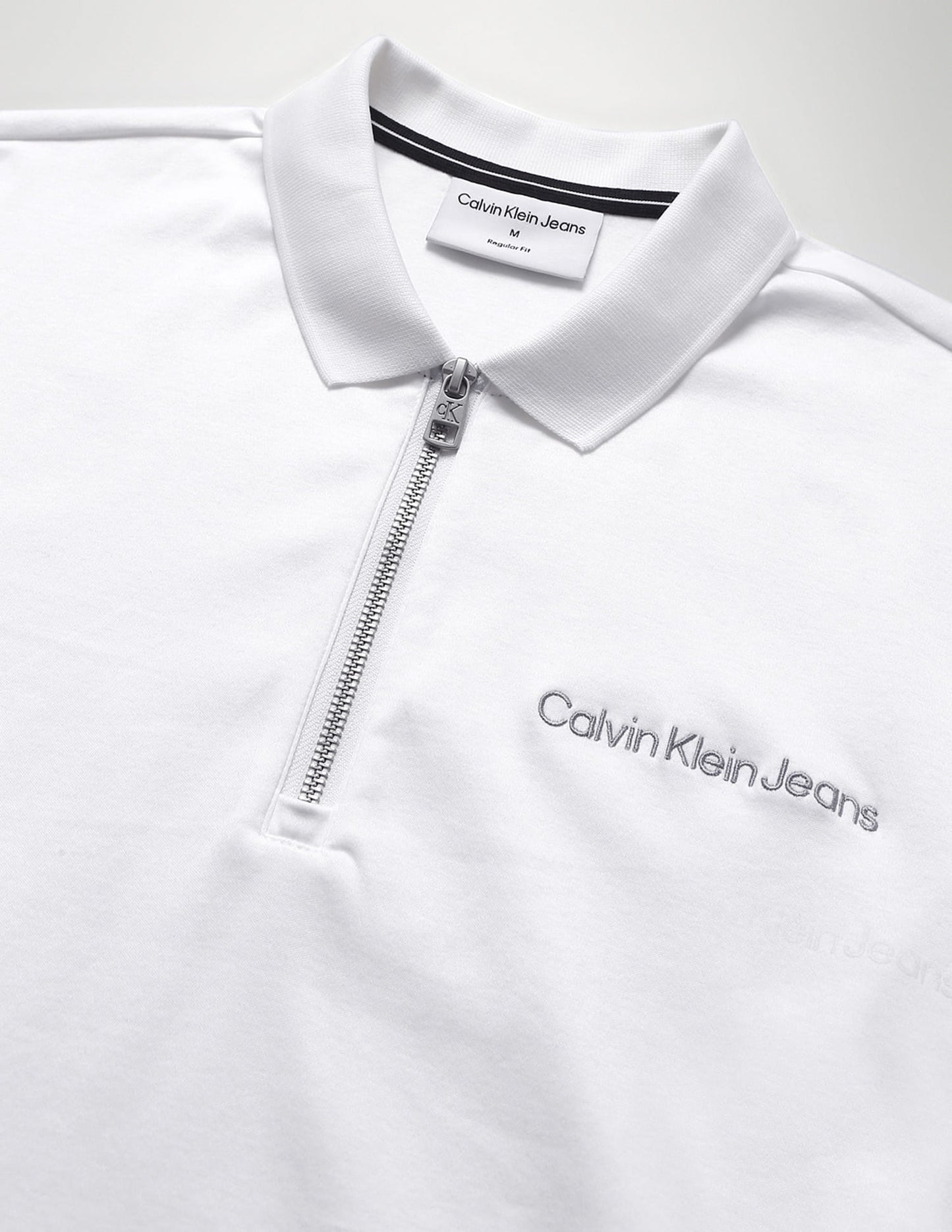 Calvin Klein Solid Zip Up Polo Shirt White