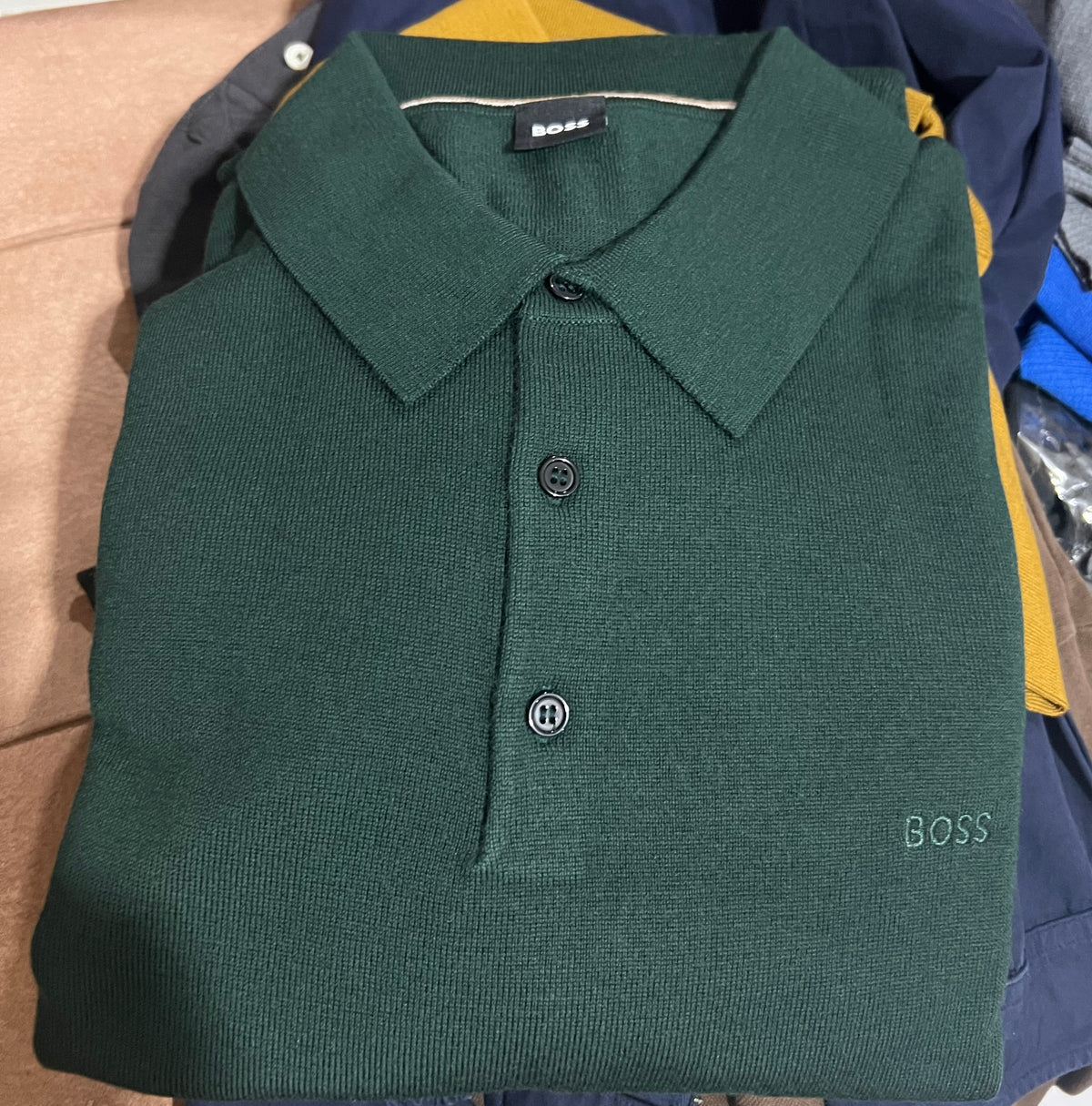 BOSS Green Regular Fit Knitted Wool Polo Shirt