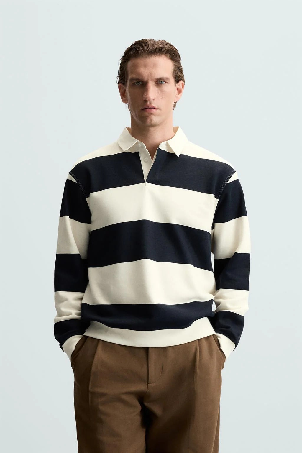 Zara striped polo sweatshirt
