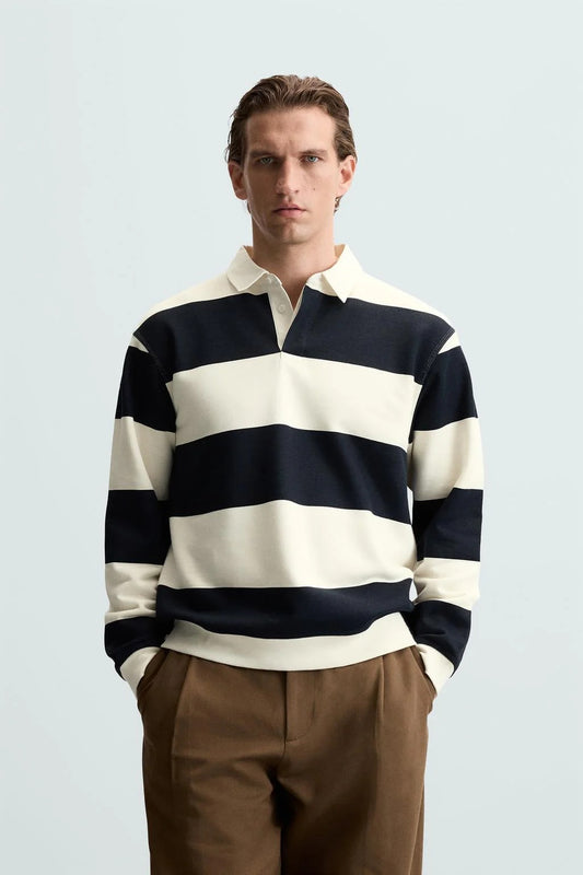 Zara striped polo sweatshirt
