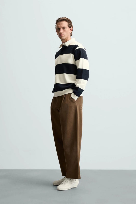 Zara striped polo sweatshirt