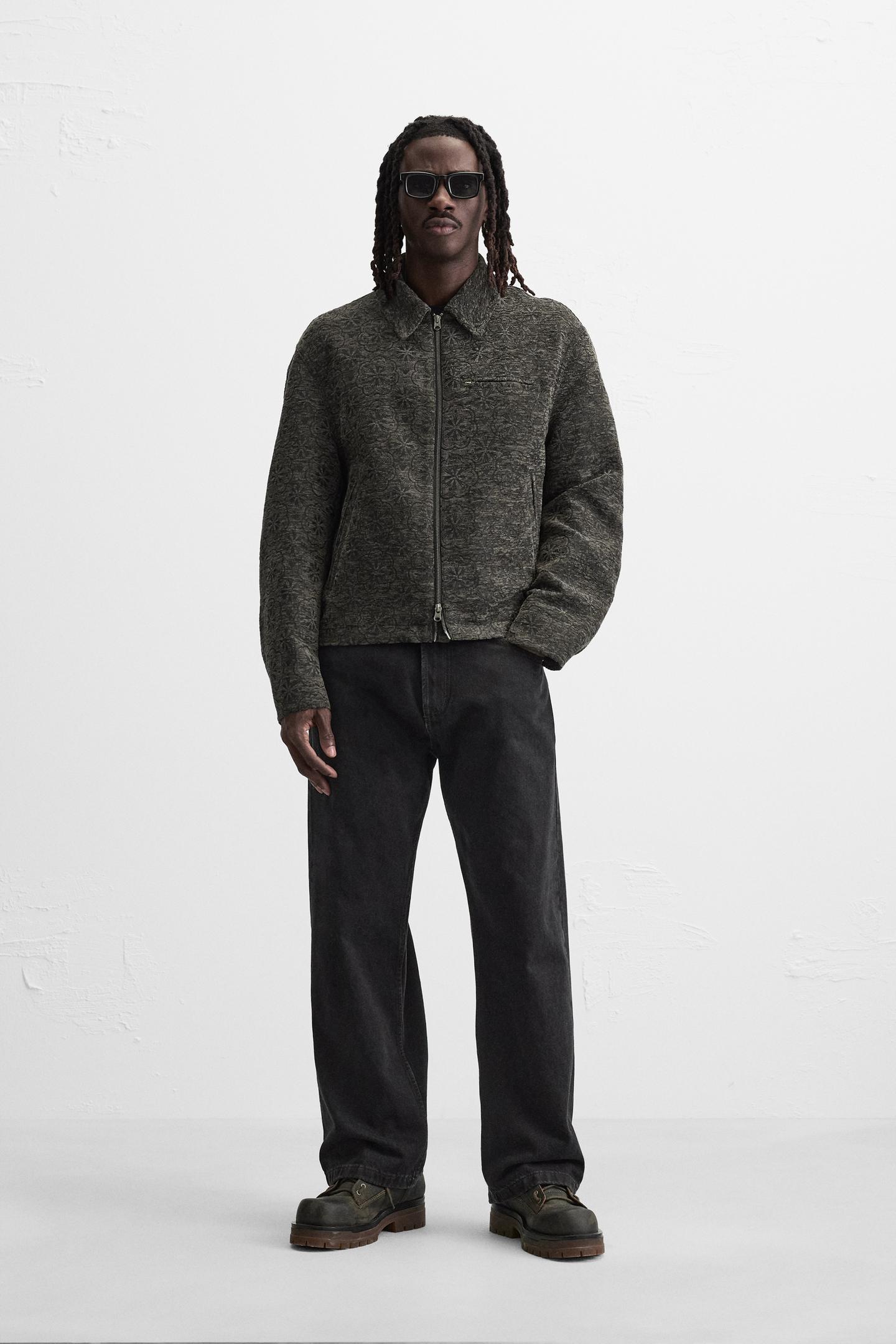 ZARA Cropped Jacquard Jacket With Texture