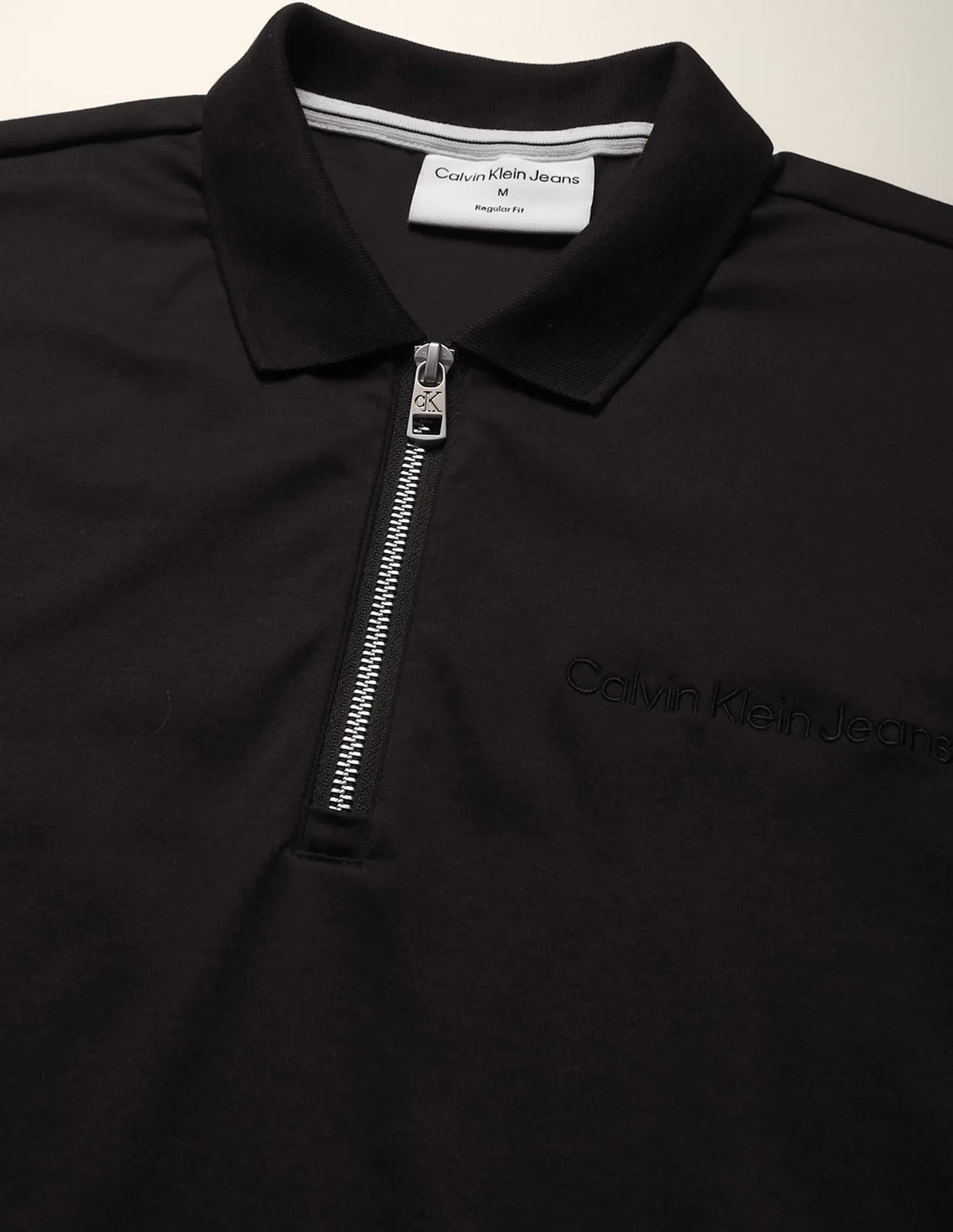 Calvin Klein Solid Zip Up Polo Shirt Black