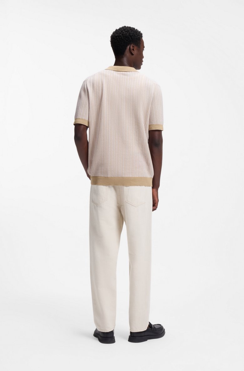 HUGO BOSS JOHHNY-COLLAR SWEATER IN COTTON AND LINEN