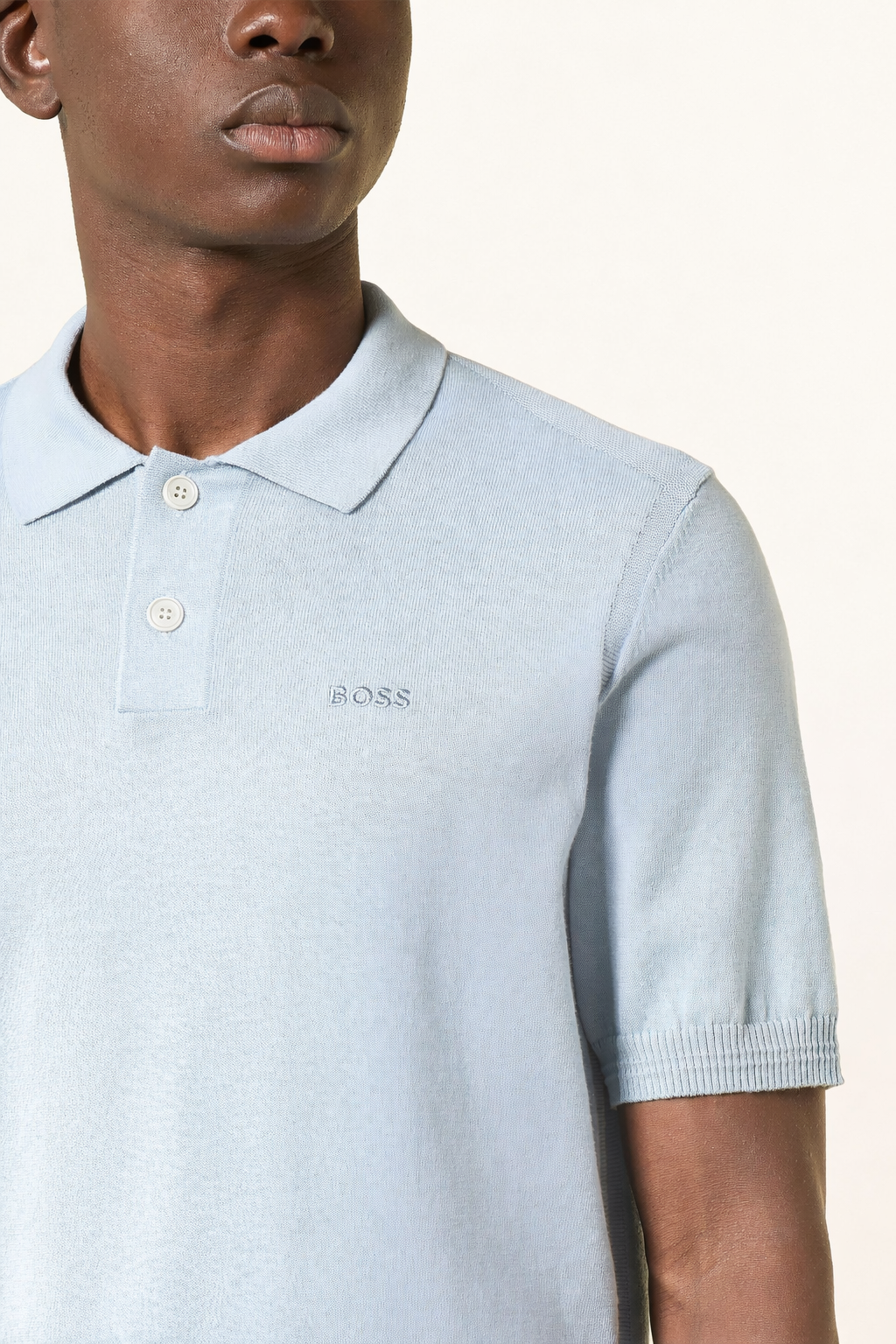 HUGO BOSS Light Blue Asac Knitted Polo Shirt