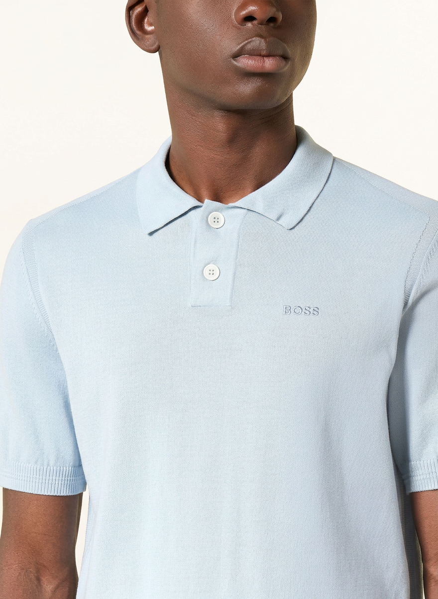 HUGO BOSS Light Blue Asac Knitted Polo Shirt