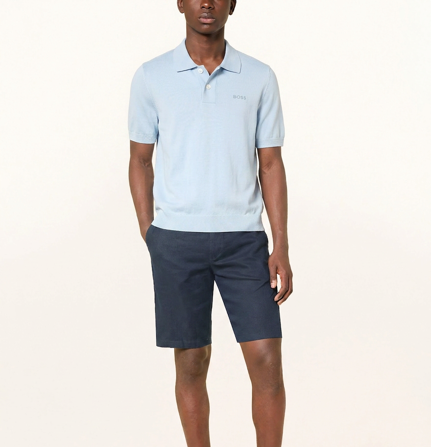 HUGO BOSS Light Blue Asac Knitted Polo Shirt