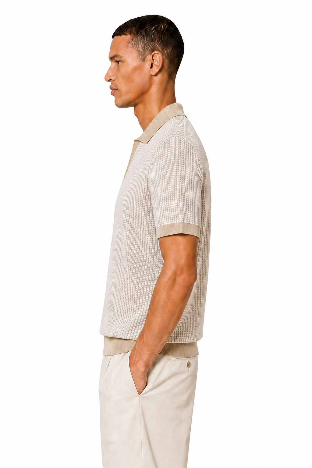 HUGO BOSS JOHHNY-COLLAR SWEATER IN COTTON AND LINEN