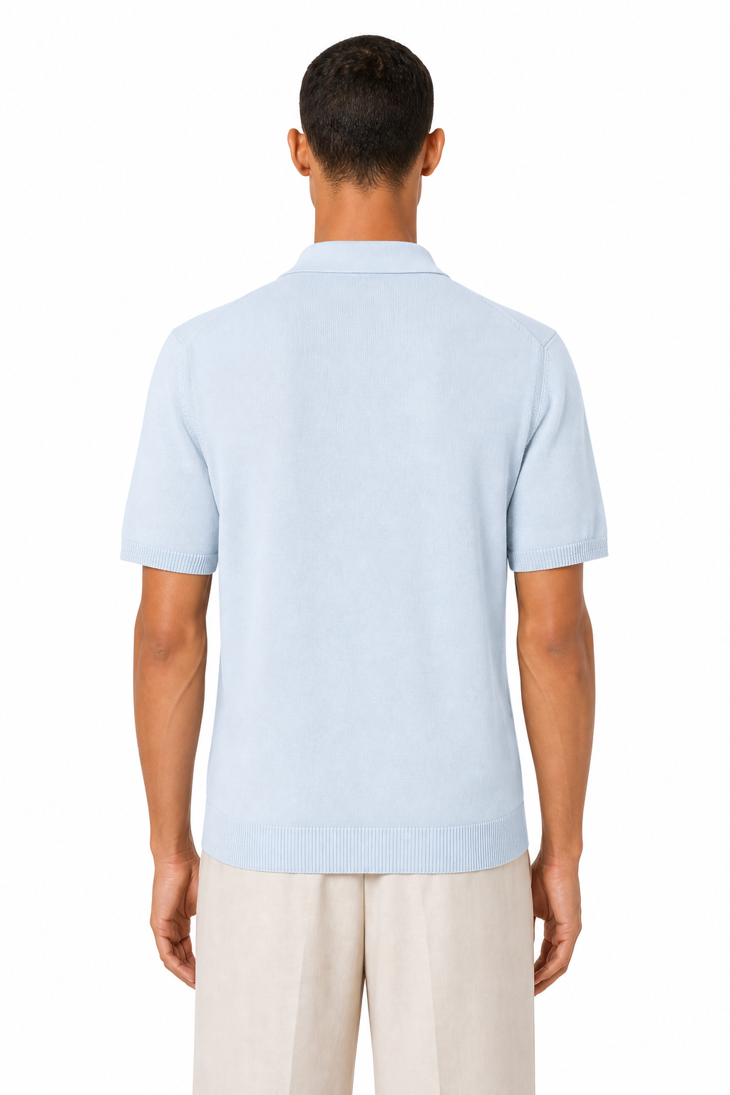 HUGO BOSS Light Blue Asac Knitted Polo Shirt