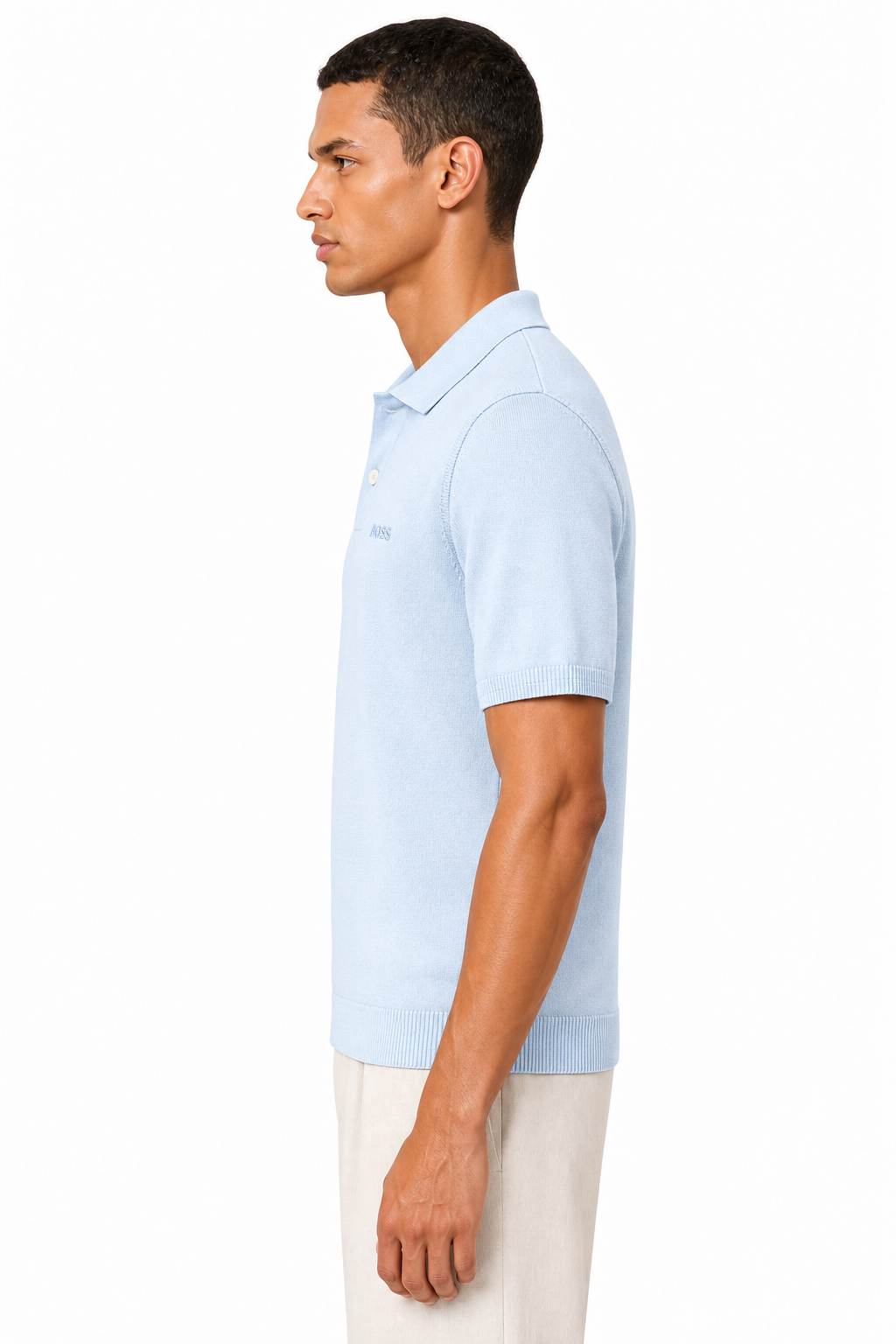 HUGO BOSS Light Blue Asac Knitted Polo Shirt