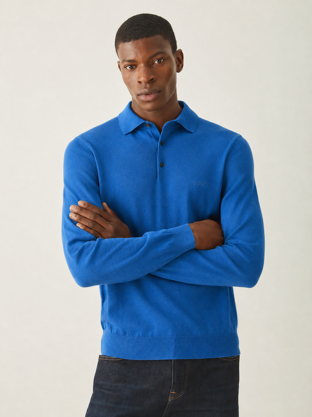 BOSS Blue Regular Fit Knitted Wool Polo Shirt