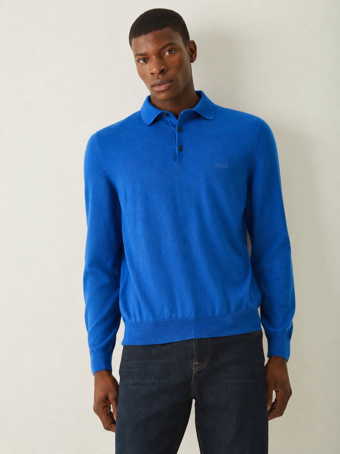BOSS Blue Regular Fit Knitted Wool Polo Shirt