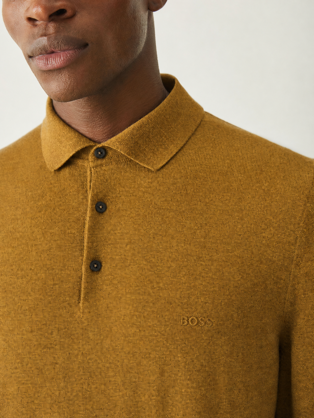 BOSS  Regular Fit Knitted Wool Polo Shirt
