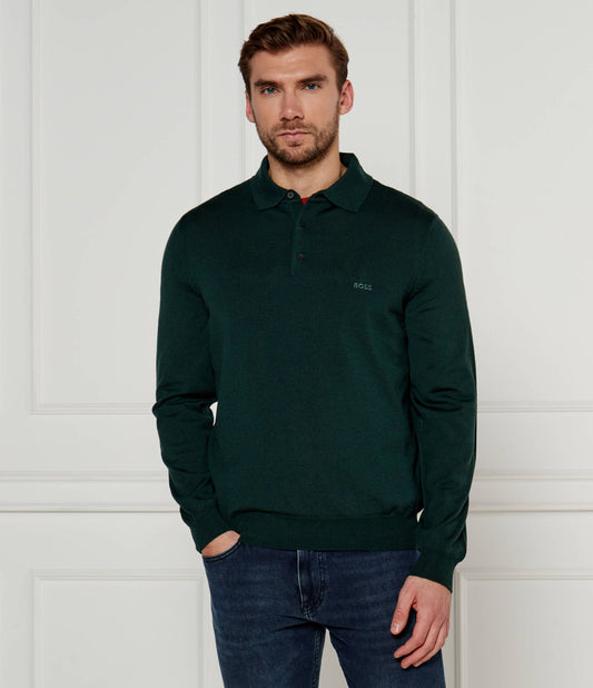 BOSS Green Regular Fit Knitted Wool Polo Shirt