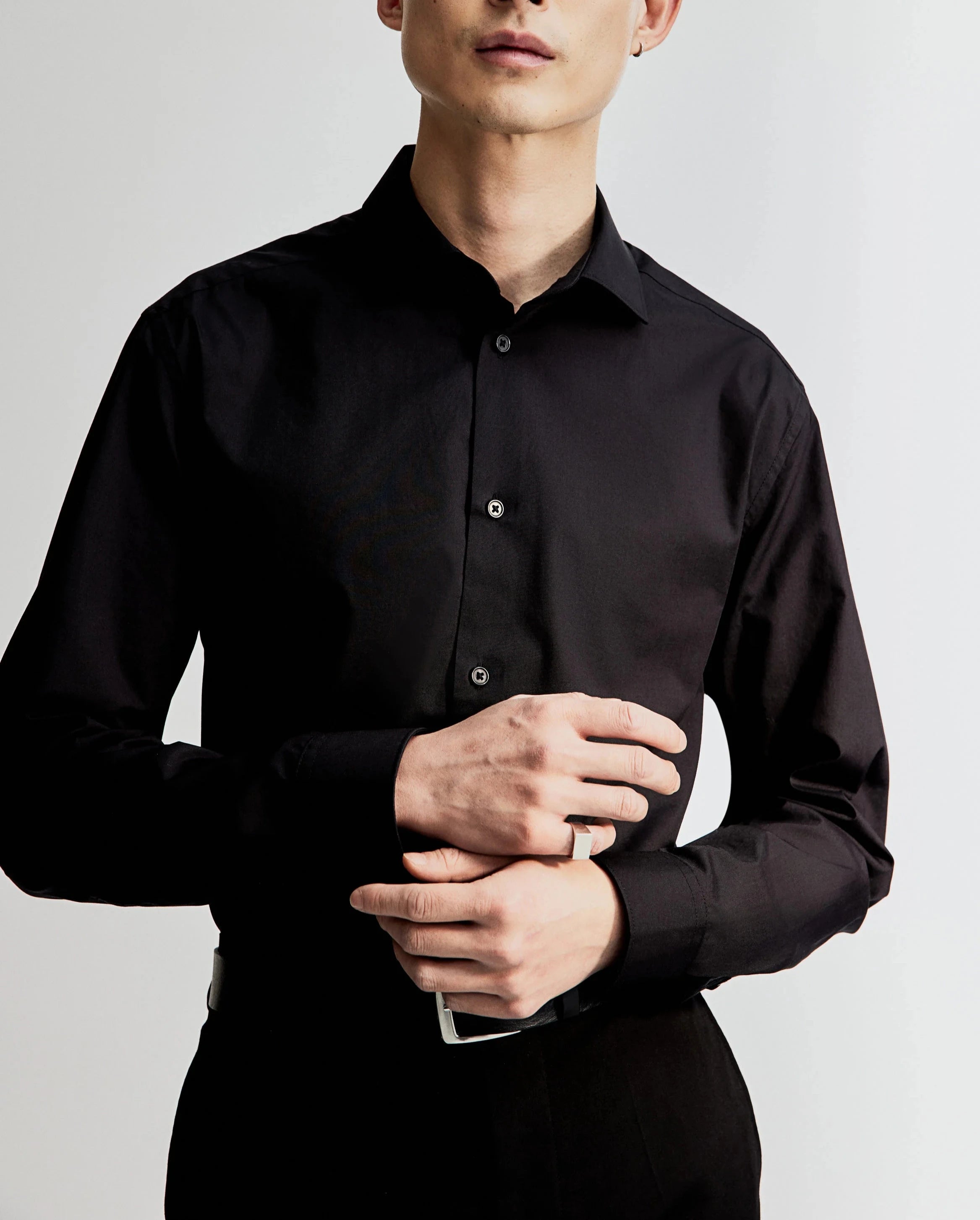 H&M Slim Fit Easy Iron Shirt Black