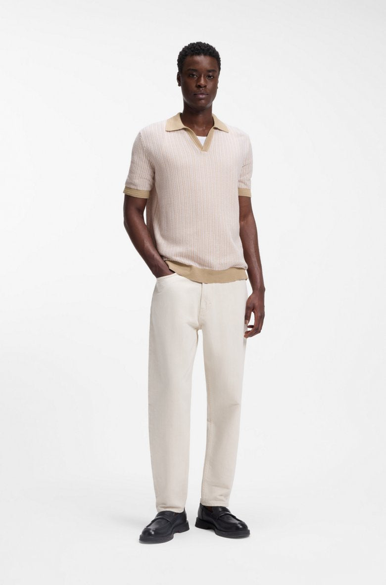 HUGO BOSS JOHHNY-COLLAR SWEATER IN COTTON AND LINEN