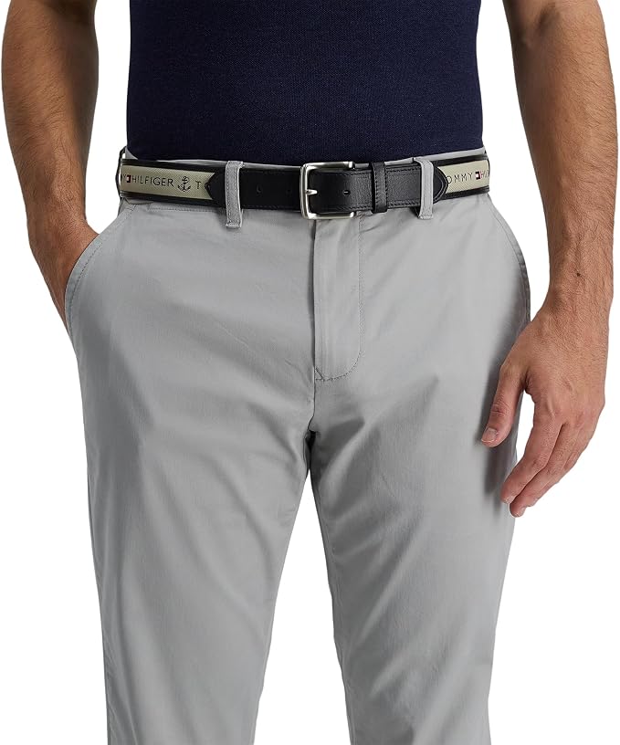 Tommy Hilfiger Men's Leather Ribbon Inlay Belt