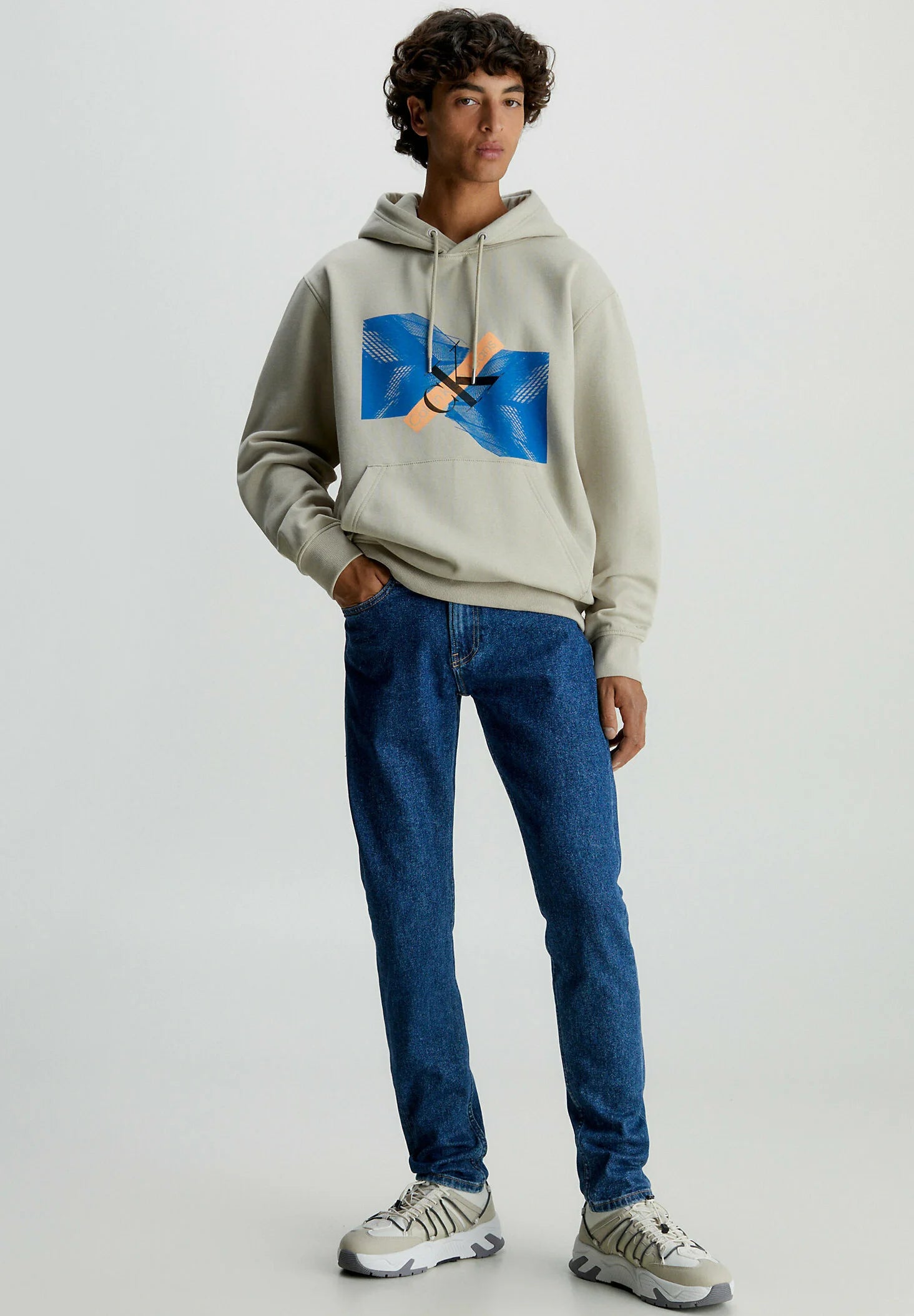 Calvin Klein Jeans Graphic Hoodie - Beige