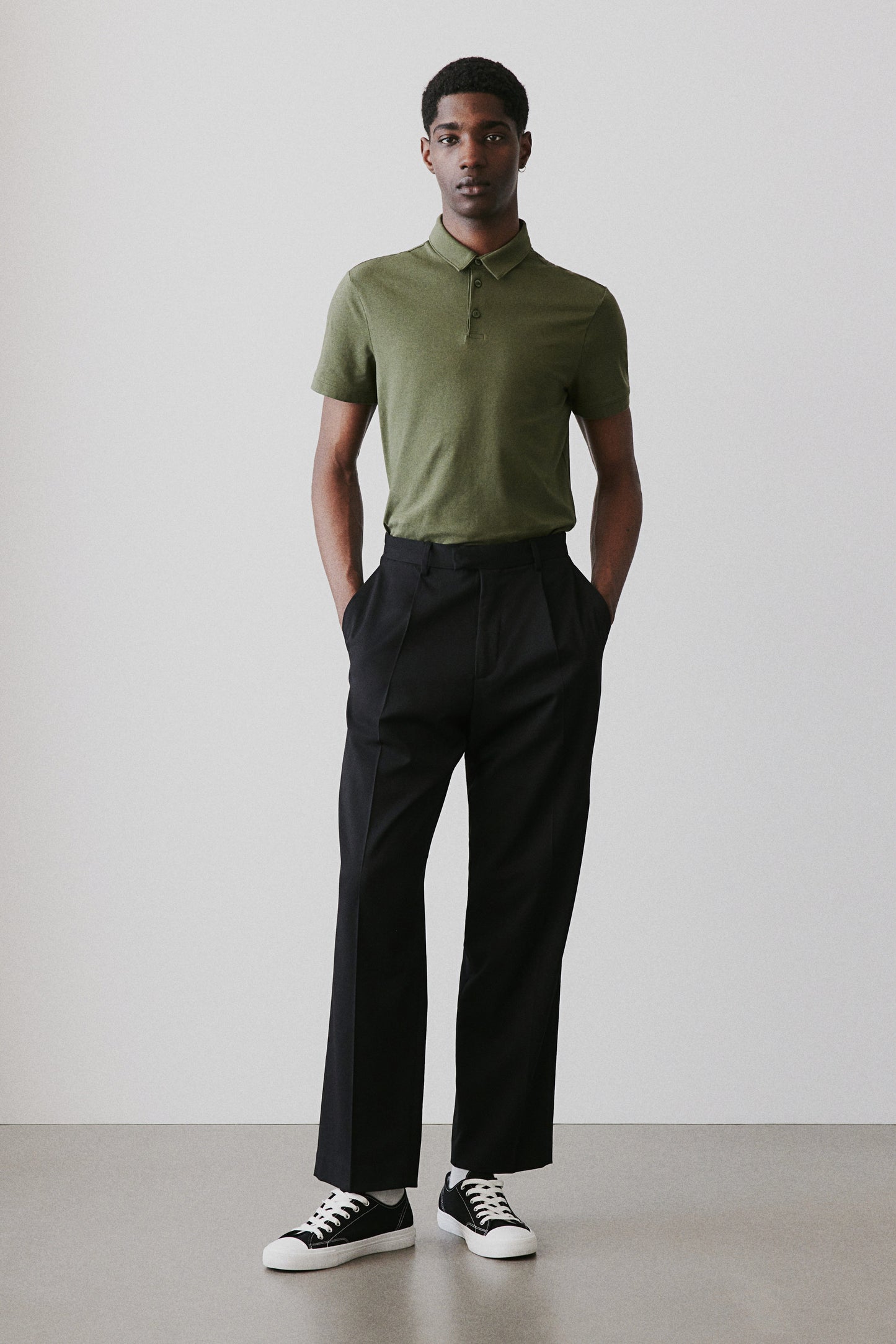 H&M Slim-Fit Polo Shirt Dark khaki green