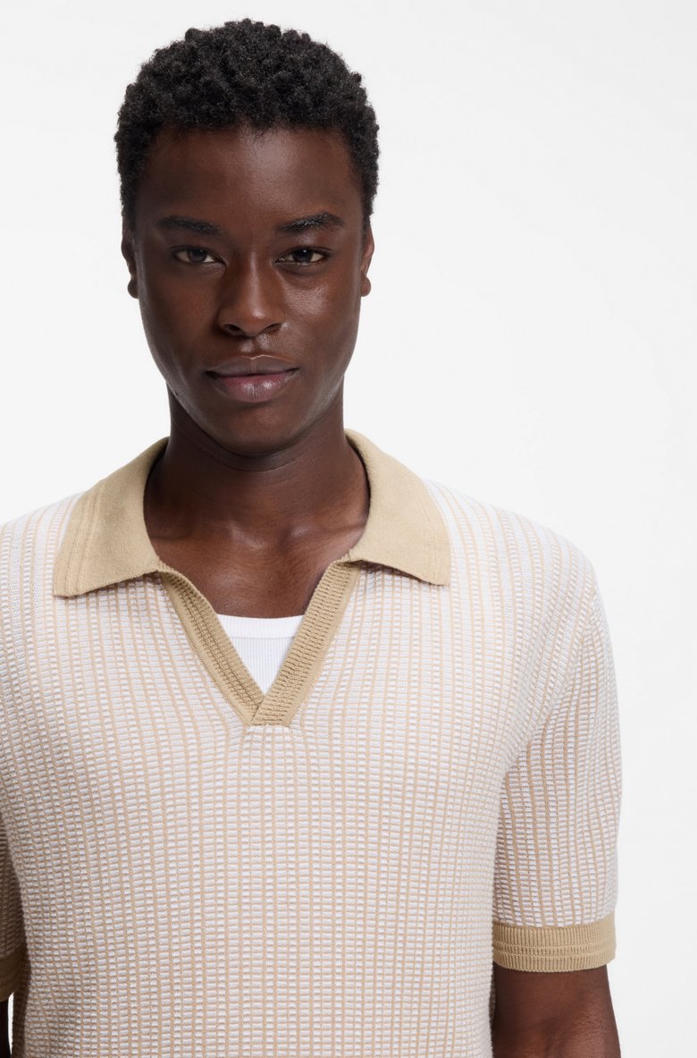 HUGO BOSS JOHHNY-COLLAR SWEATER IN COTTON AND LINEN