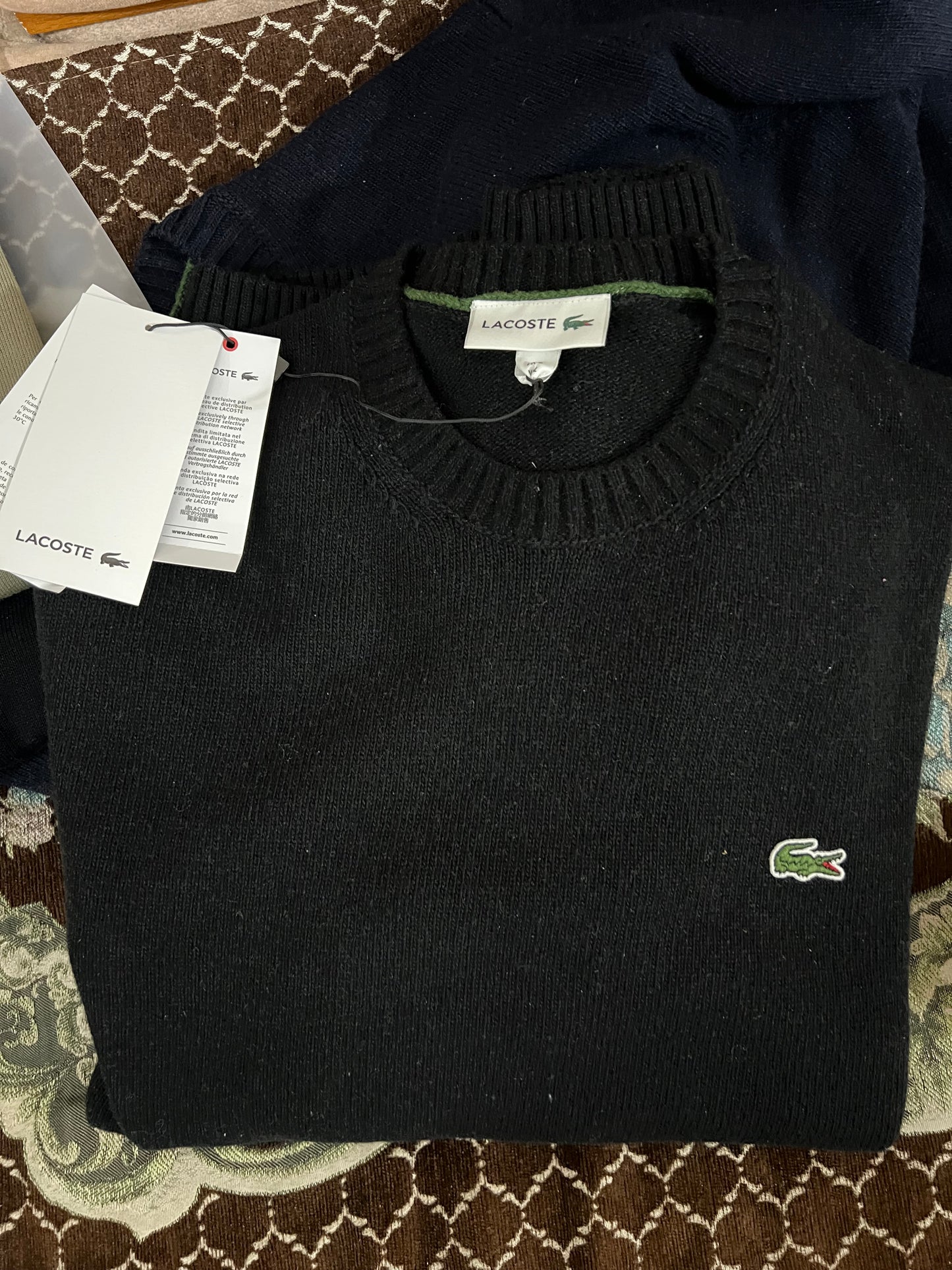 Lacoste Wool Crew Neck Sweater - Black