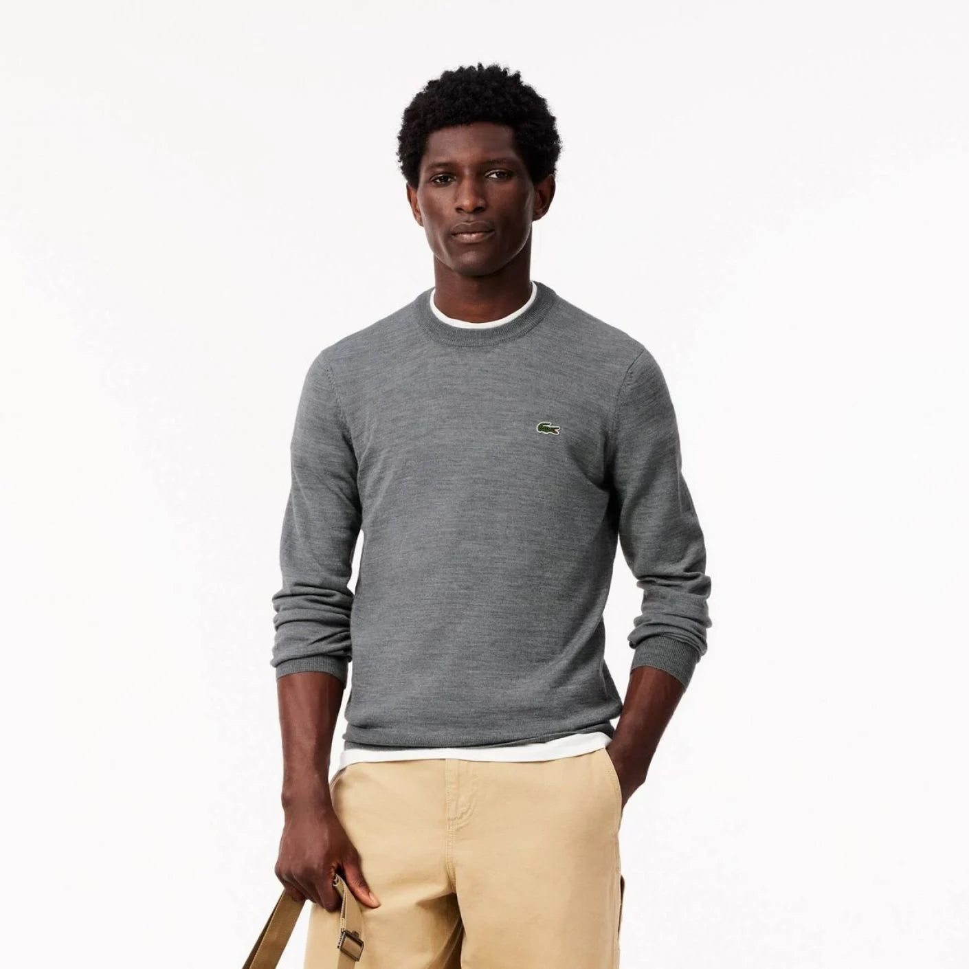 Lacoste Crewneck Lightweight Wool Sweater
