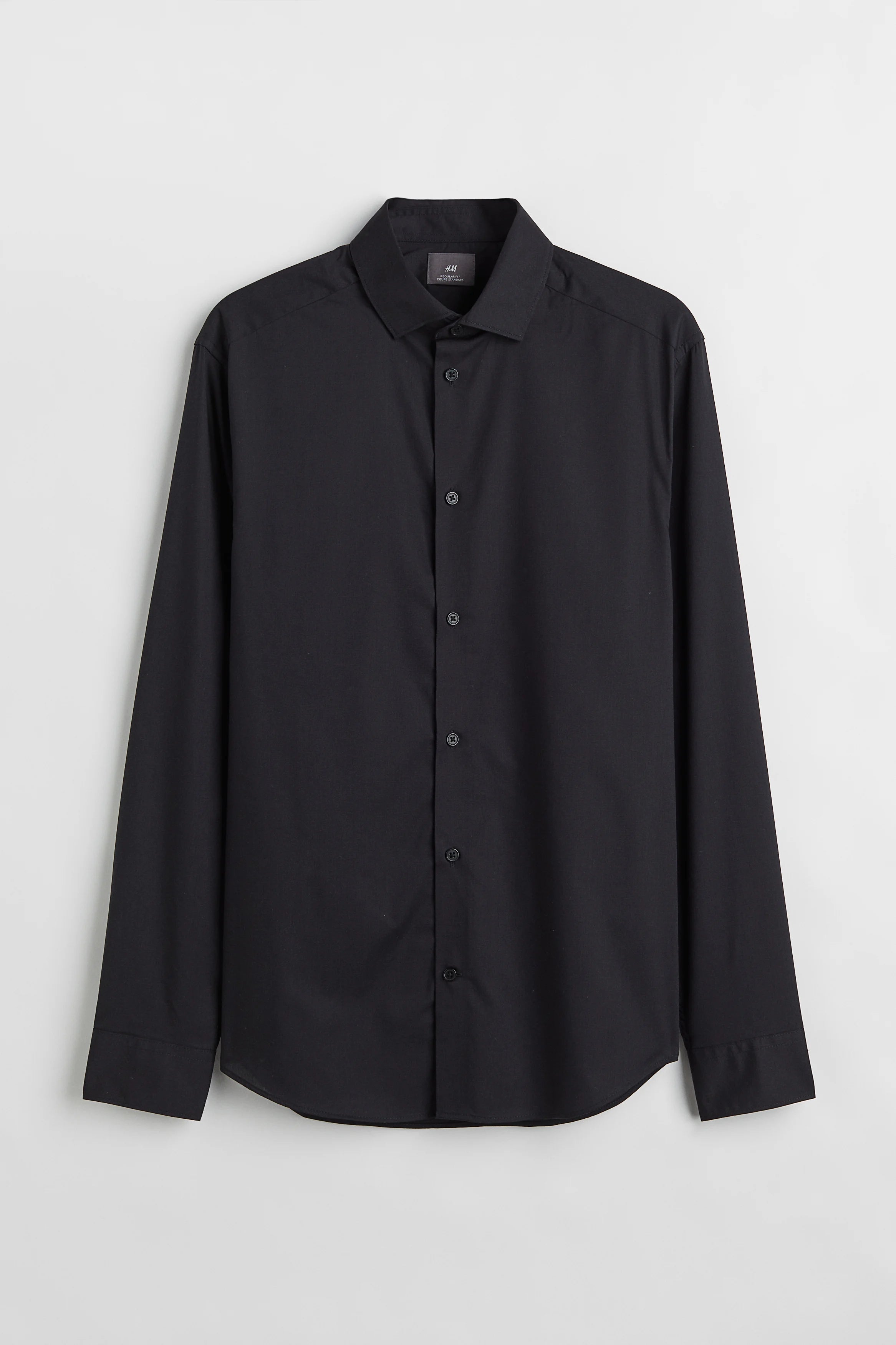 H&M Slim Fit Easy Iron Shirt Black