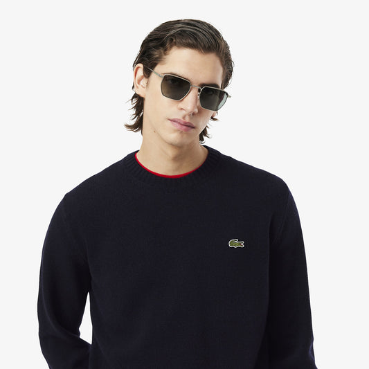 Lacoste Wool Crew Neck Sweater - Navy Blue