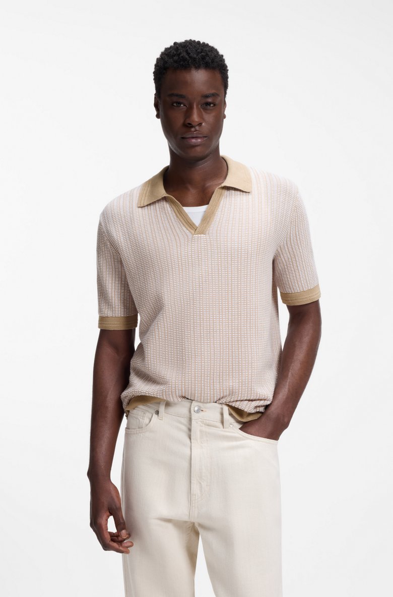 HUGO BOSS JOHHNY-COLLAR SWEATER IN COTTON AND LINEN