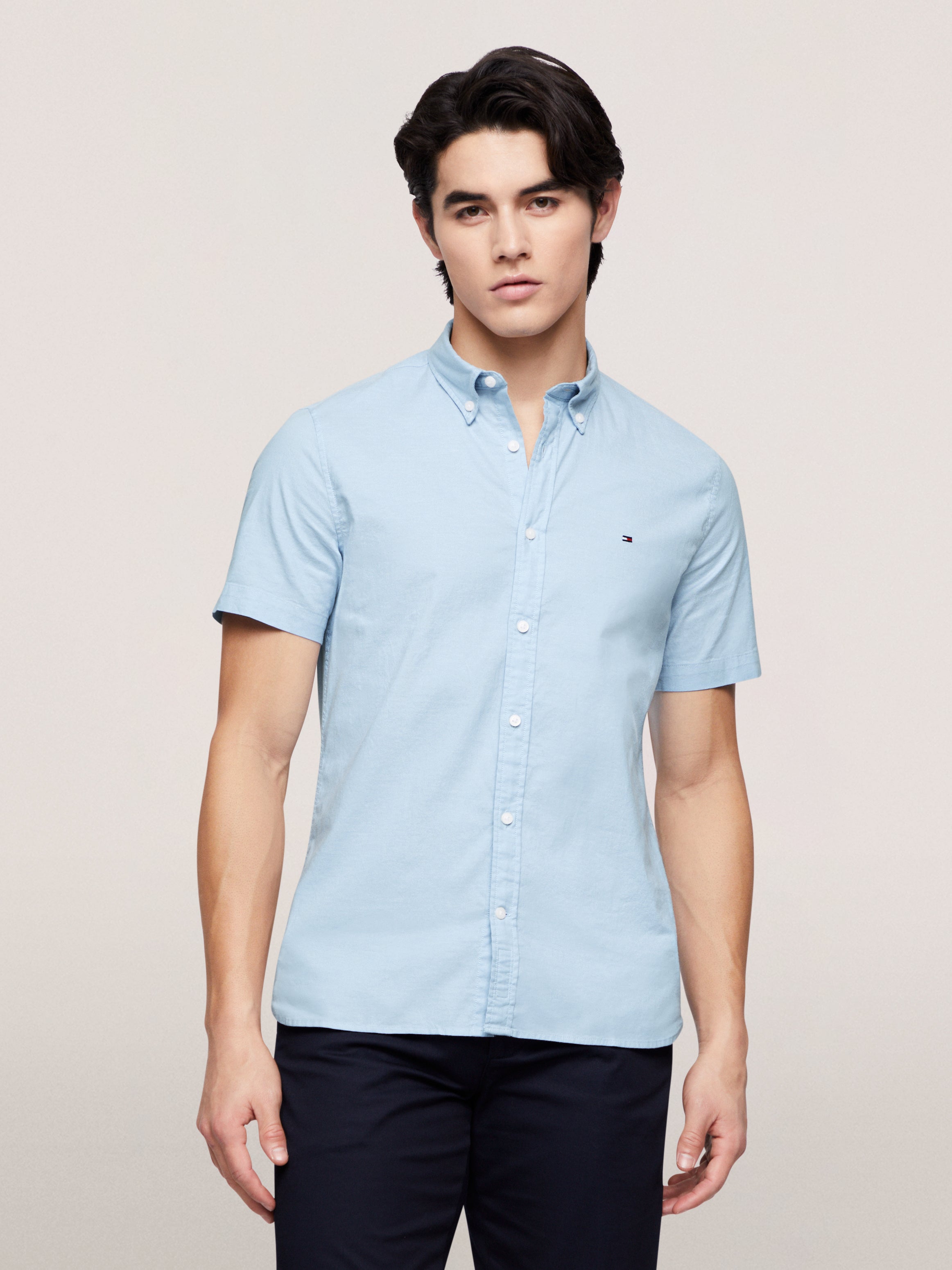 Tommy Hilfiger Essential Short Sleeve Shirt Cloudy Blue