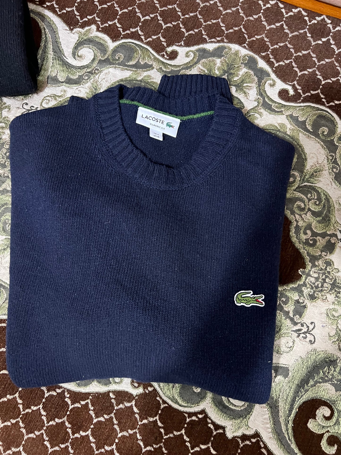 Lacoste Wool Crew Neck Sweater - Navy Blue