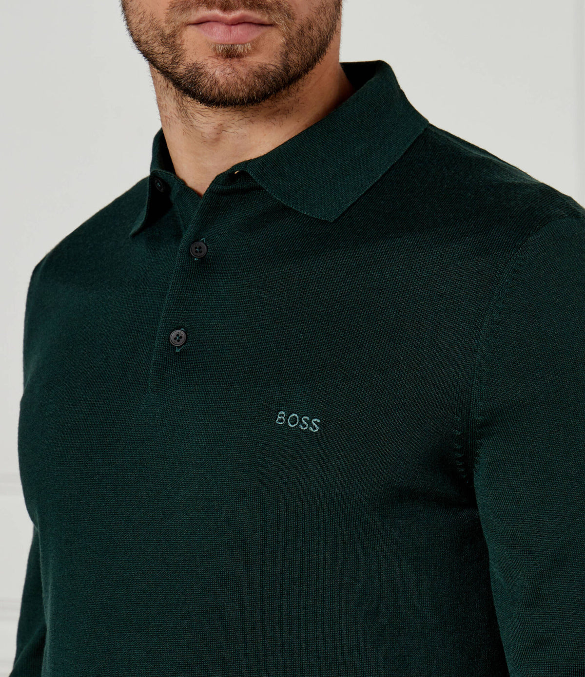 BOSS Green Regular Fit Knitted Wool Polo Shirt