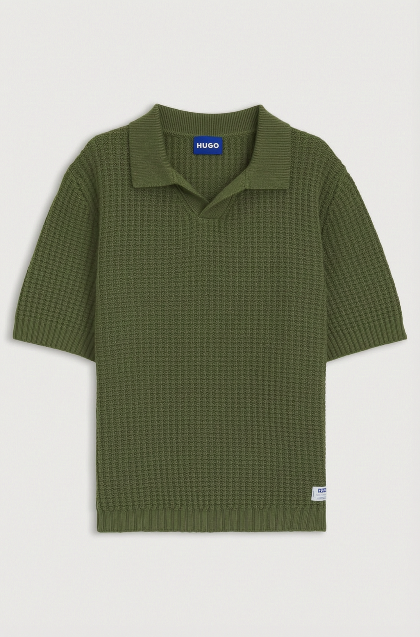 HUGO BOSS WAFFLE-STRUCTURE KNIT POLO WITH JOHNNY COLLAR