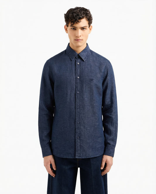 EMPORIO ARMANI LYOCELL-BLEND CHAMBRAY SHIRT
