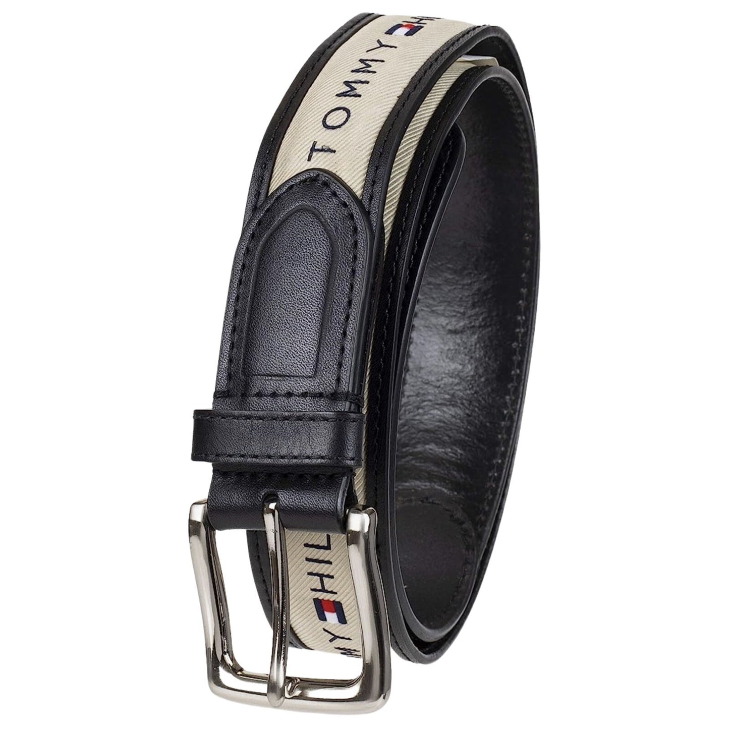 Tommy Hilfiger Men's Leather Ribbon Inlay Belt