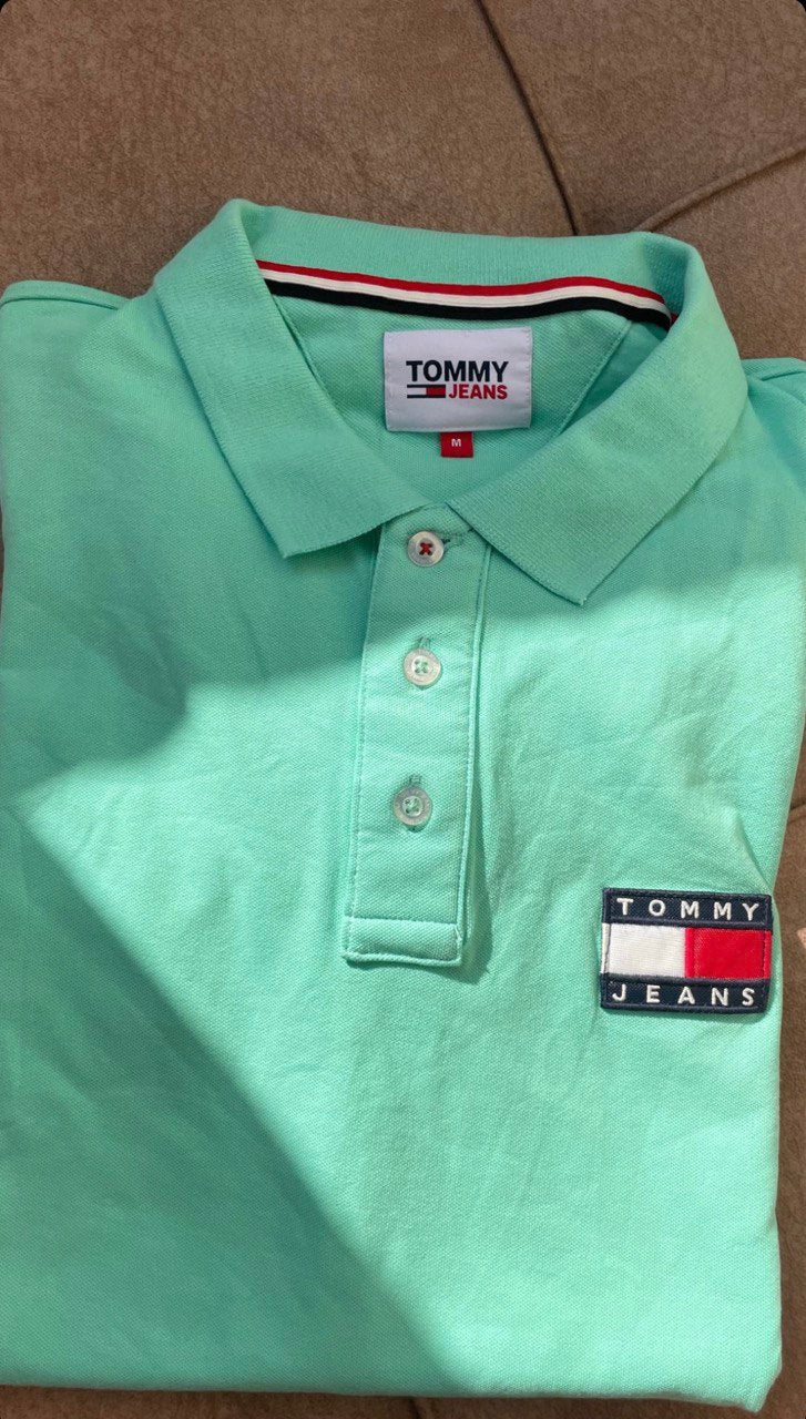 Tommy Jeans Polo T-shirt in Mint Green Basic