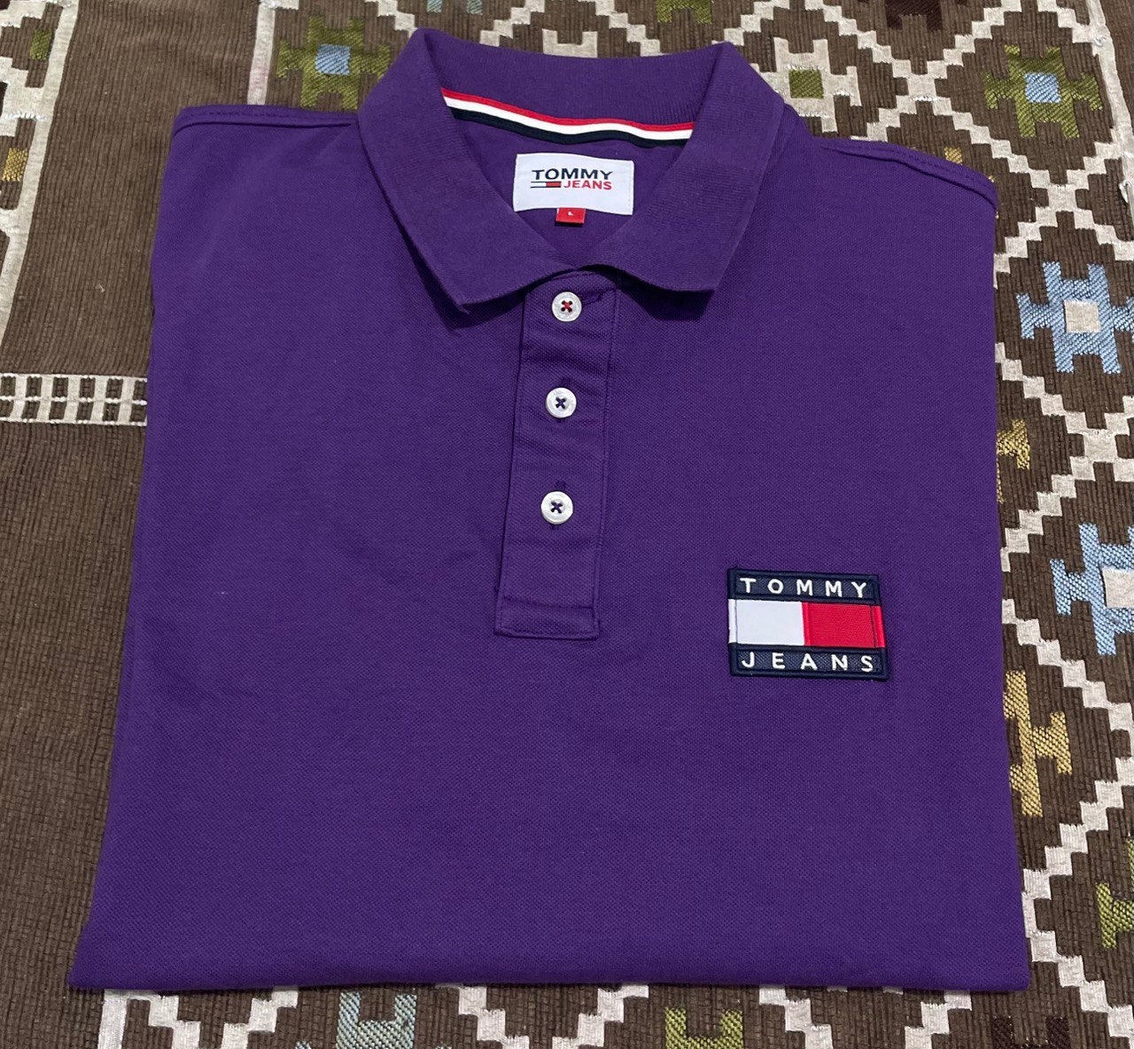 Tommy Jeans Polo T-shirt in Dark Purple Basic